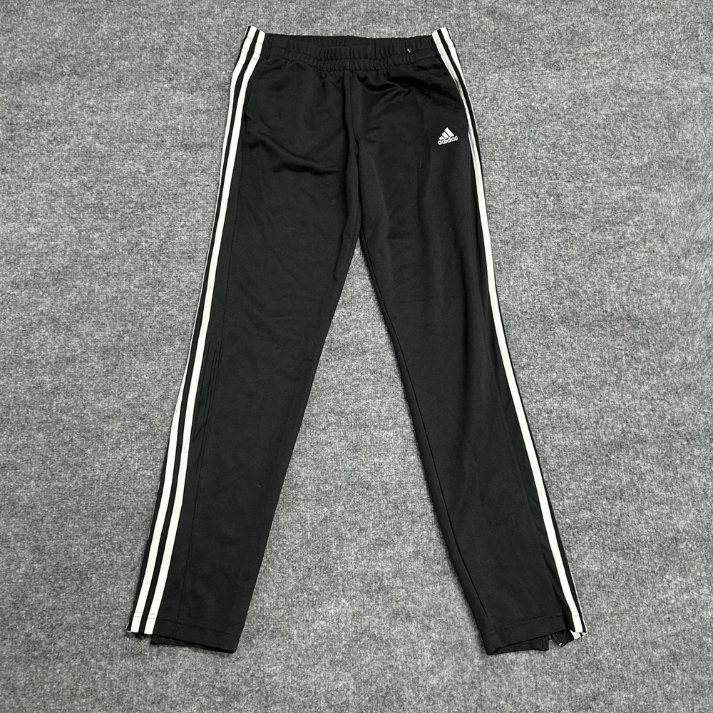 Adidas Track Pants Womens Size M Black White Stripe Climalite Athletic Zipper